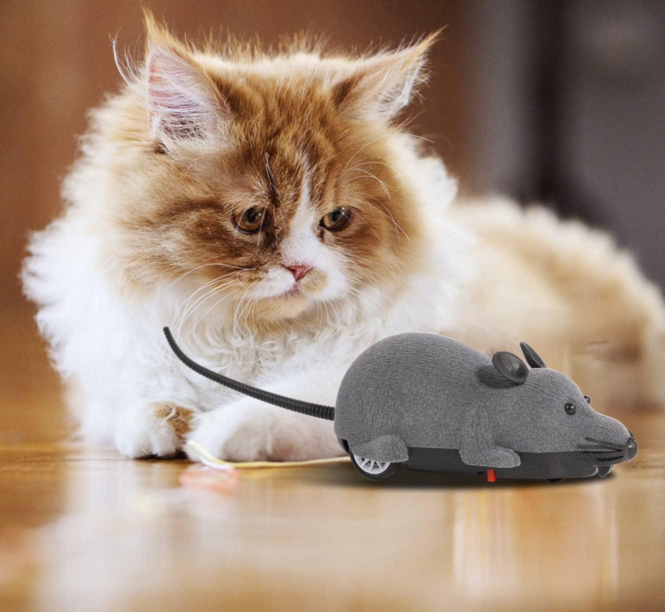 Interactive Remote Control Mouse Cat Toy - Wireless Electronic RC Rat Mice  Pet Toy for Chase and Exercise (Grey)
