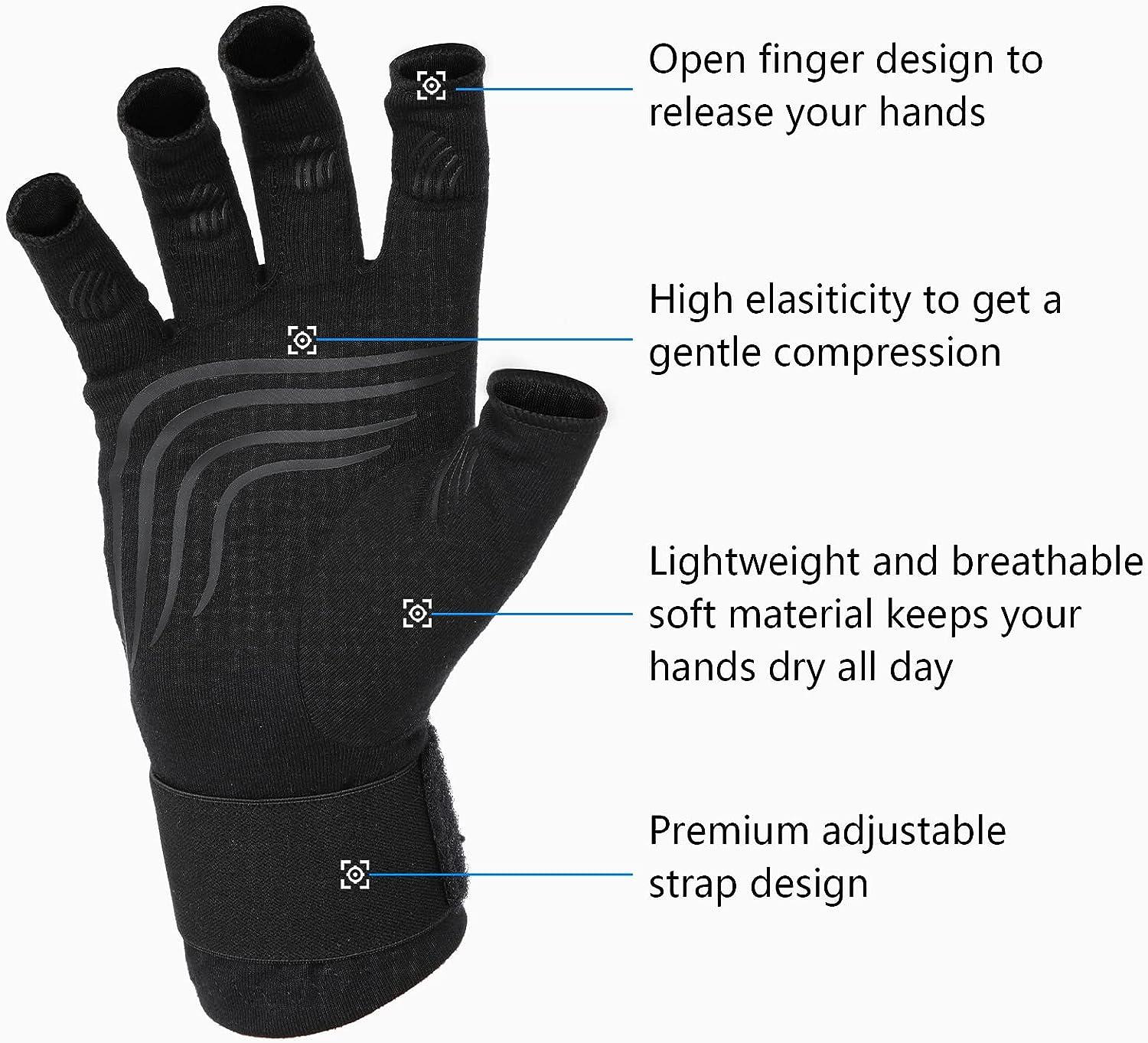 Duerer Arthritis Compression Gloves with Straps, Women Men for RSI