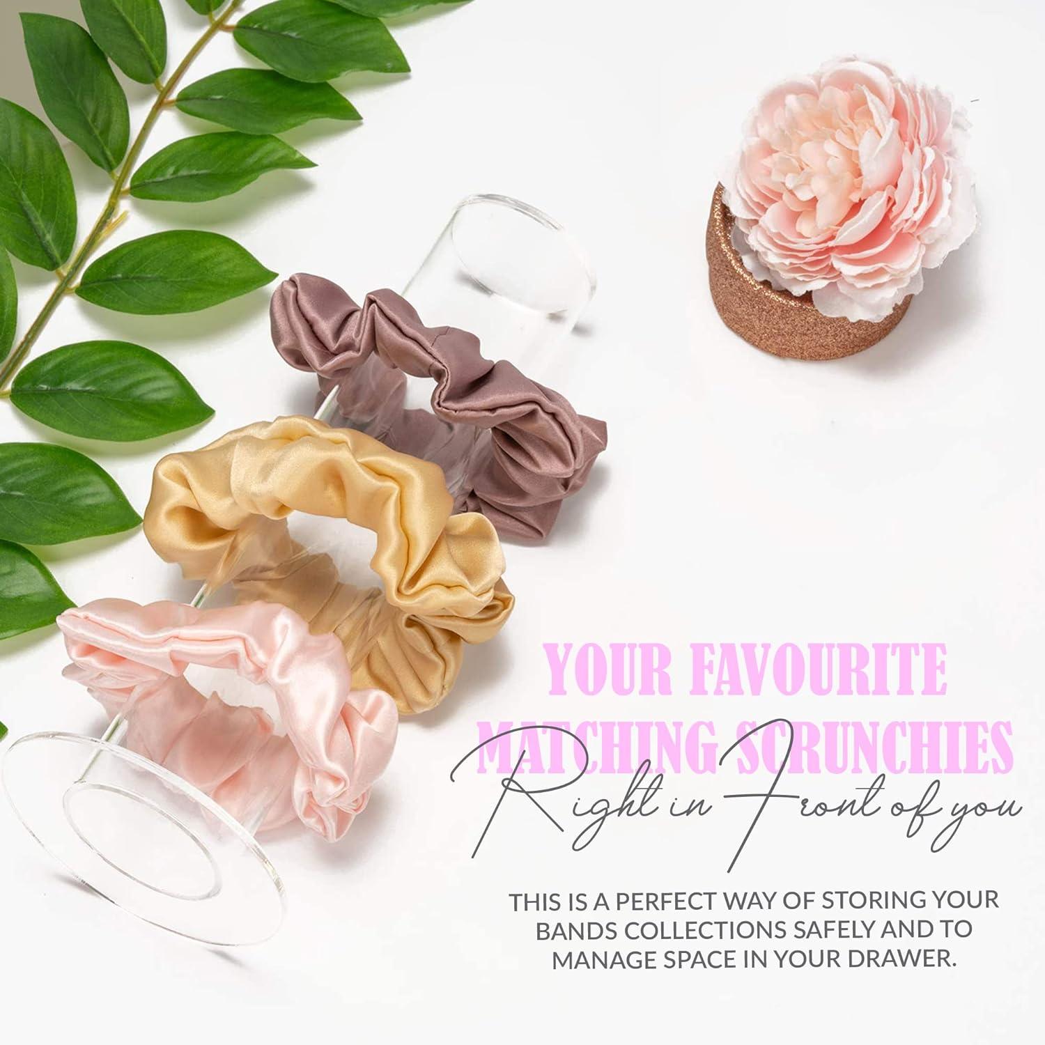 FABROK Supporto Porta Scrunchie Trasparente - Organizer Per Elastici E Accessori Capelli Con Coperchio - Per Ragazze E Adolescenti