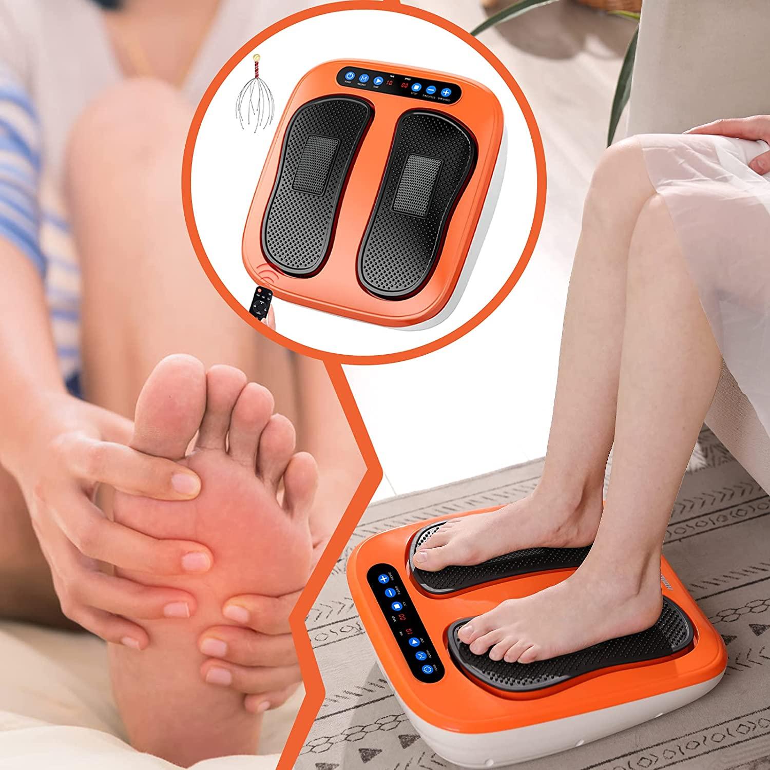 EMER Foot Massager Machine with Remote Control, Adjustable Vibration Speed  Electric Foot Massager-Shiatsu Deep Kneading, Increases Blood Flow  Circulation Foot and Leg Massager (Orange)