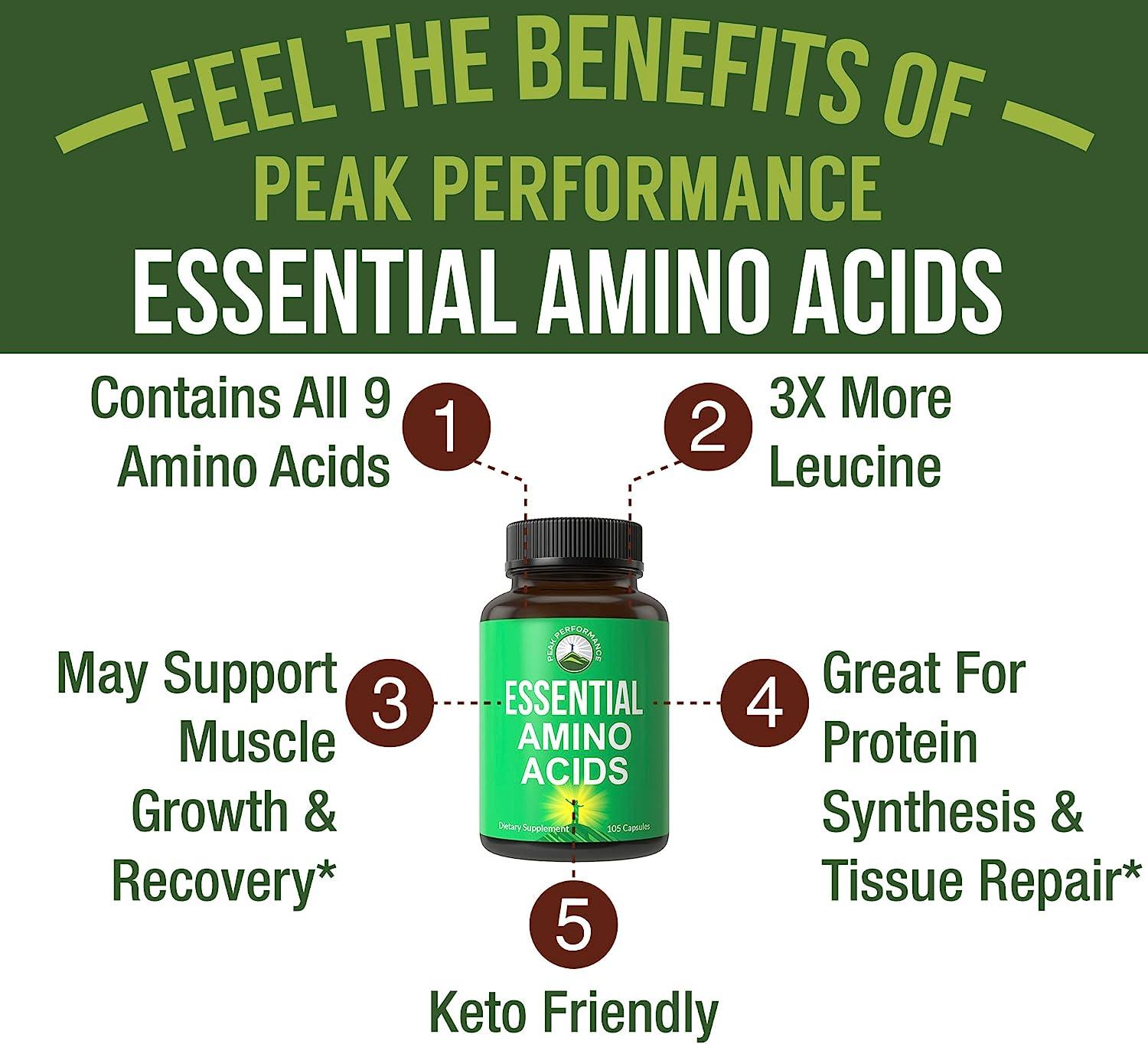 All 9 Essential Amino Acids Supplement. Capsules With 3x More Leucine