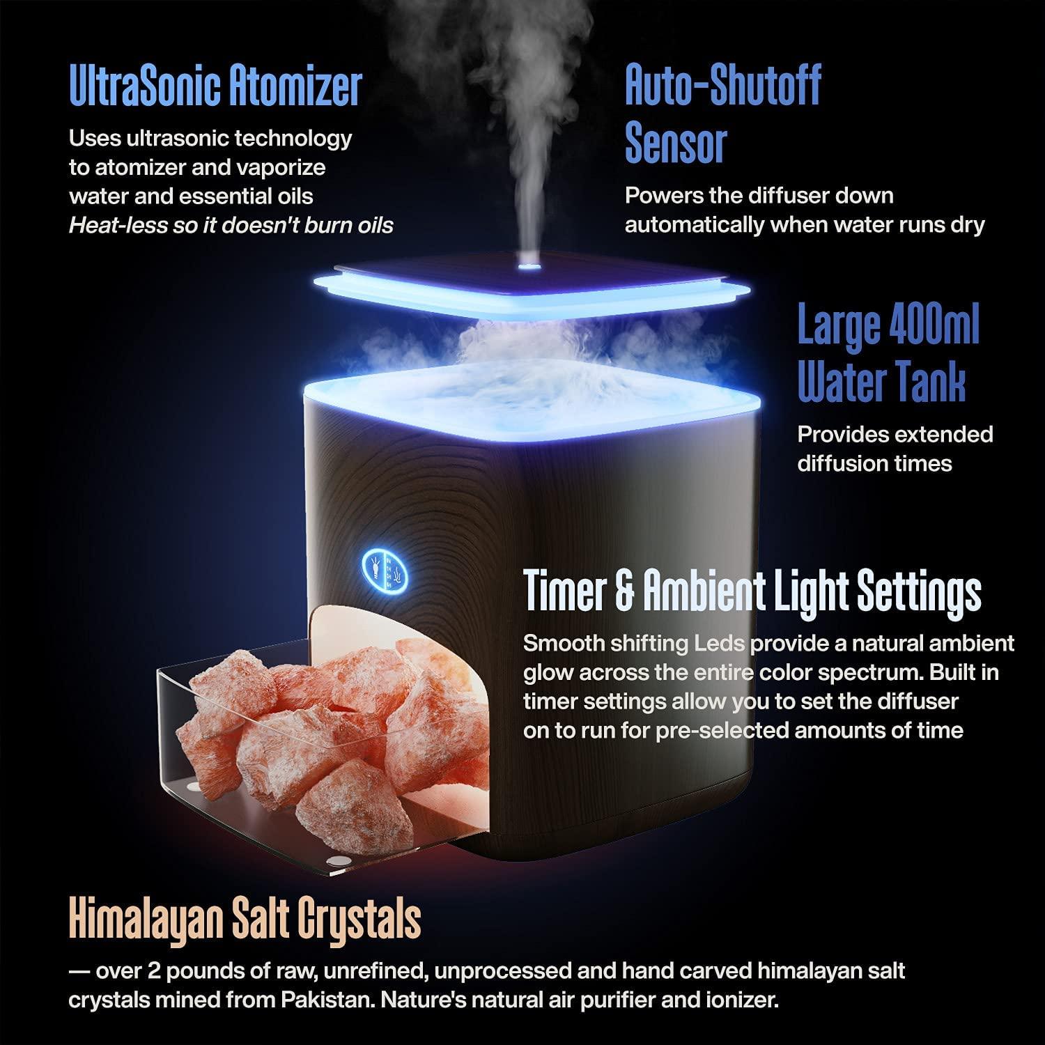 Himalayan Pink Salt Diffuser & 10 Essential Oils 2in1 Therapeutic