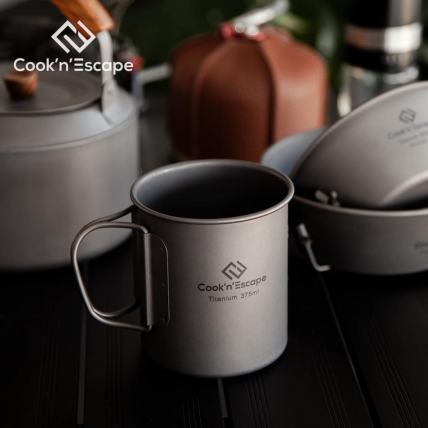 COOK N ESCAPE 375ml Small Titanium Cup Camping Coffee Mug