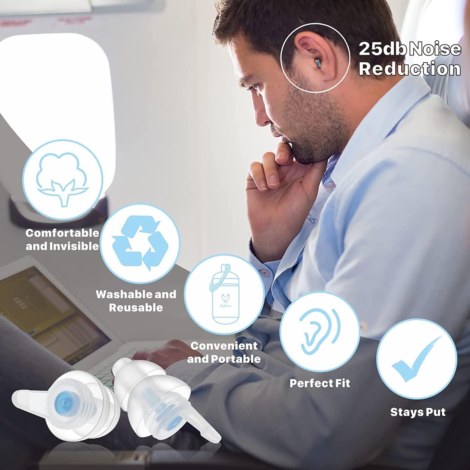 Airplane Ear Plugs [2 Pairs] Pressure Relief & Noise Reduction for Adults & Kids Reusable