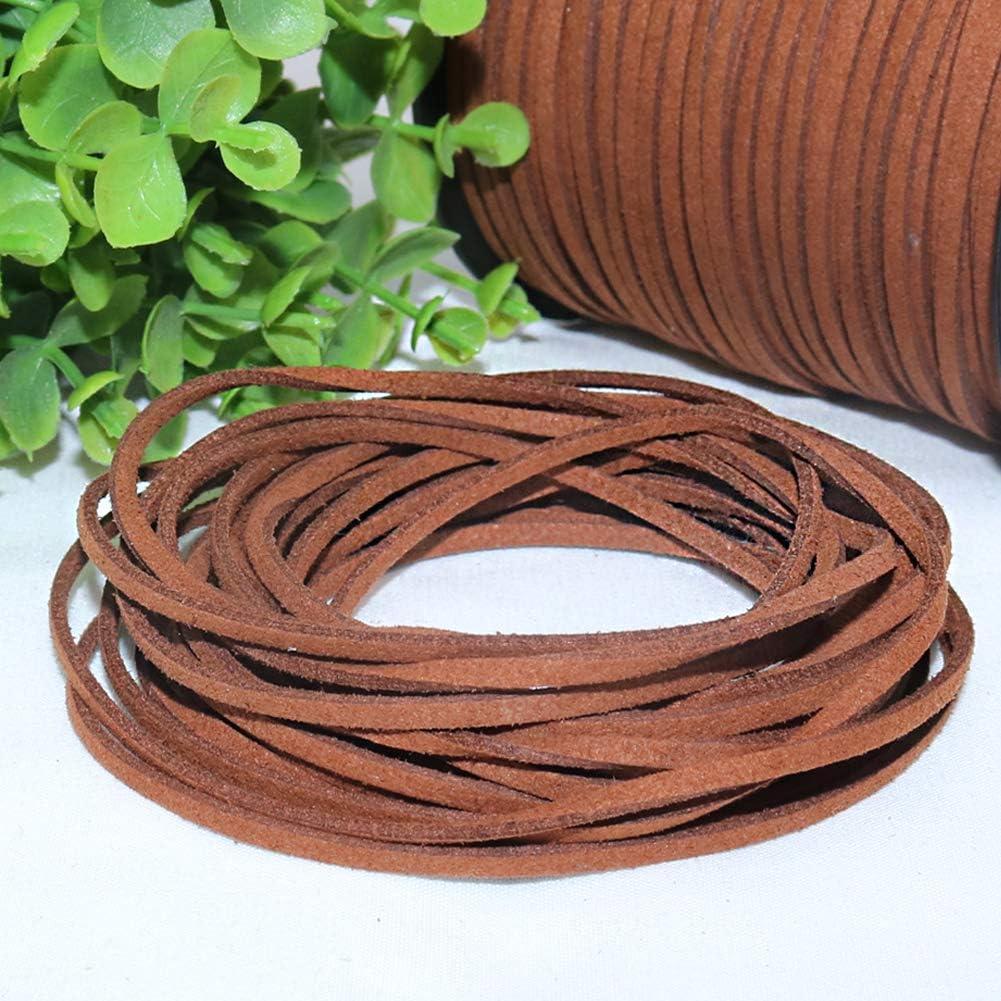 Tenn Well 2.6mm Suede Cord, 100 Yards Flat Faux Leather Cord for Necklaces,  Bracelets, Jewelry Making, Beading and DIY Crafts (Brown) Brown 2.6mm x 100  yards