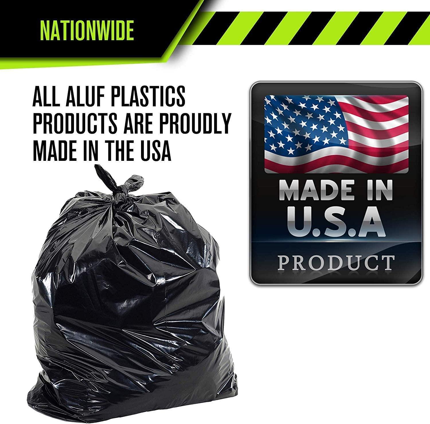 Aluf Plastics 65 Gallon Trash Bags Heavy Duty - (Huge 50 Pack) - 1.5 MIL -  50 x 48 - Large Black Plastic Garbage Can Liners for Contractor, Lawn and  Leaf, Outdoor