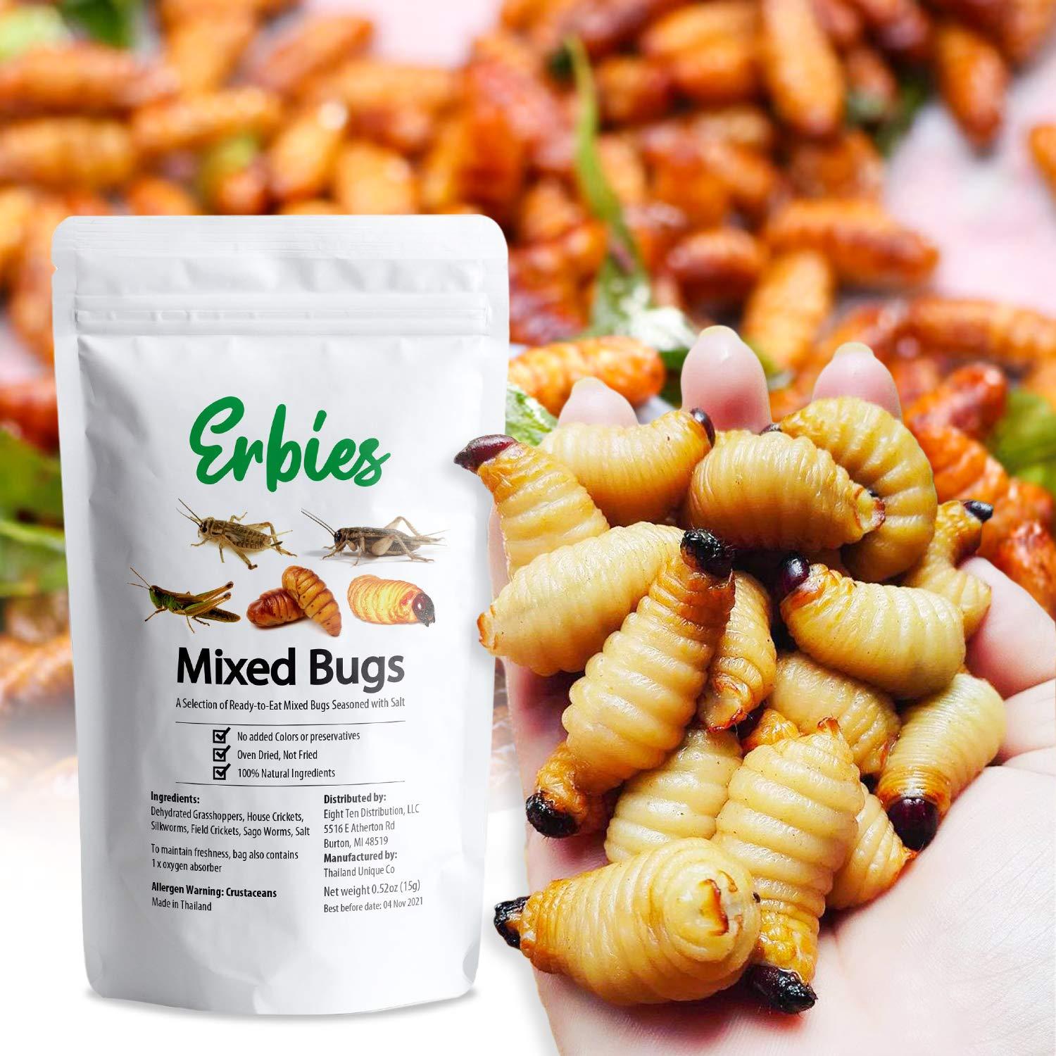 Erbies Edible Bugs Mixed Trail Mix 15g Bag Seasoned Crunchy Insects