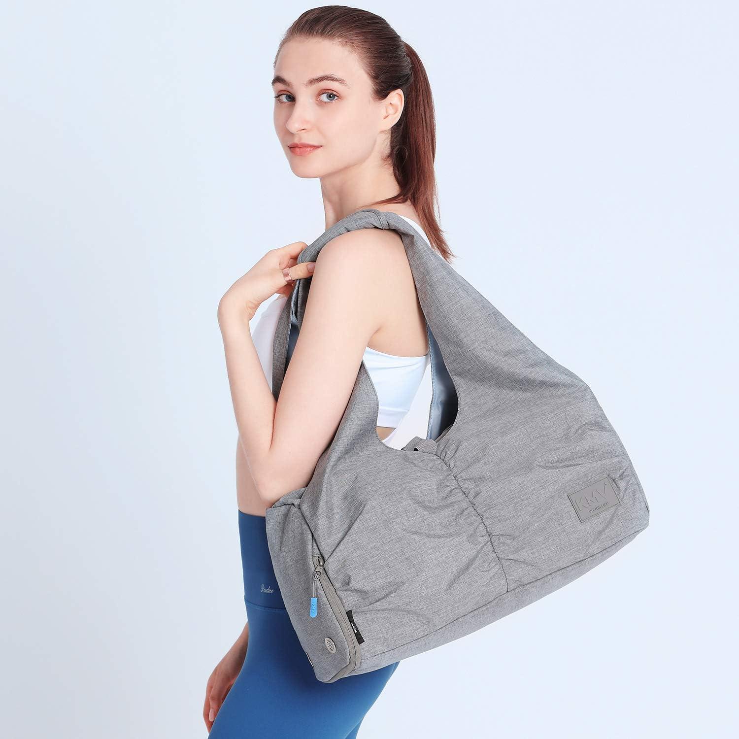 Travel Yoga Gym Bag for Women, Carrying Workout Gear, Makeup, and  Accessories, Shoe Compartment and Wet Dry Storage Pockets Grey Medium