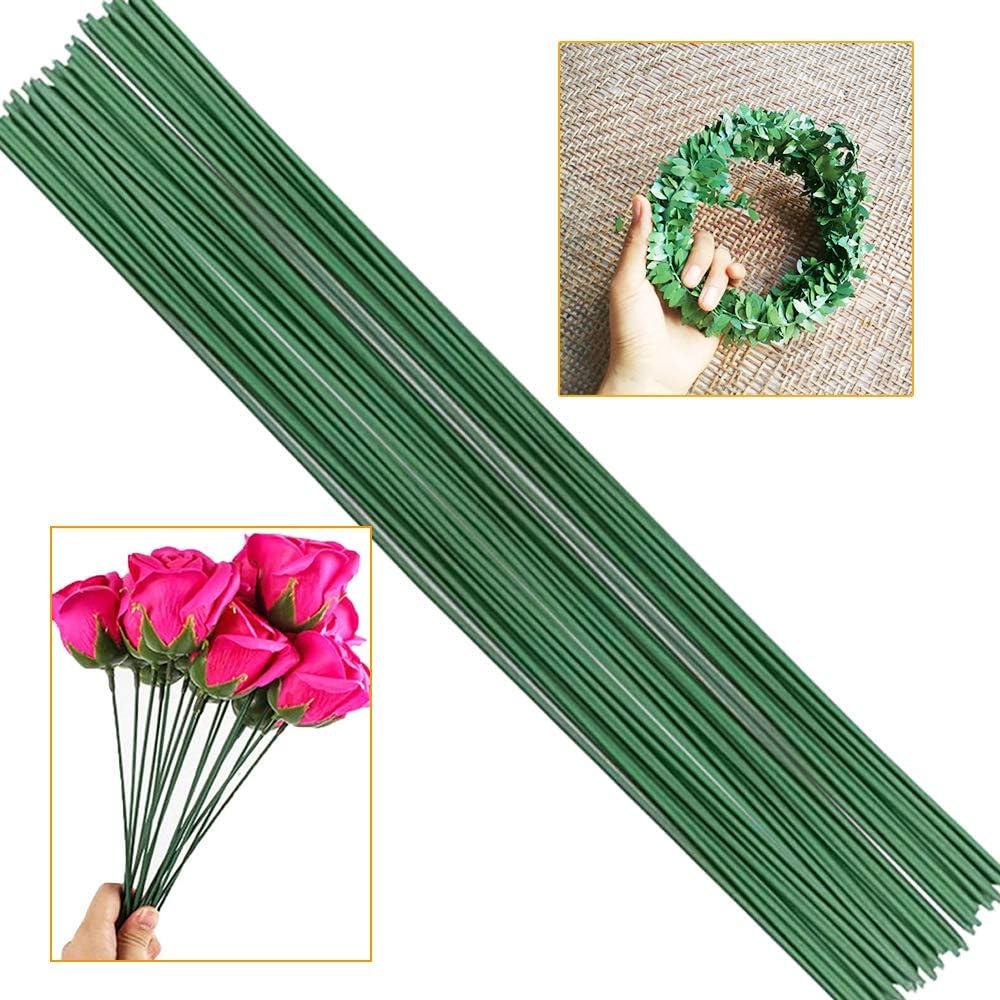 OJYUDD 200 PCS Floral Stem Wire Flower Arrangements and DIY Crafts,Dark  Green,Floral Wire for Florist Flower Arrangement 16 Inches