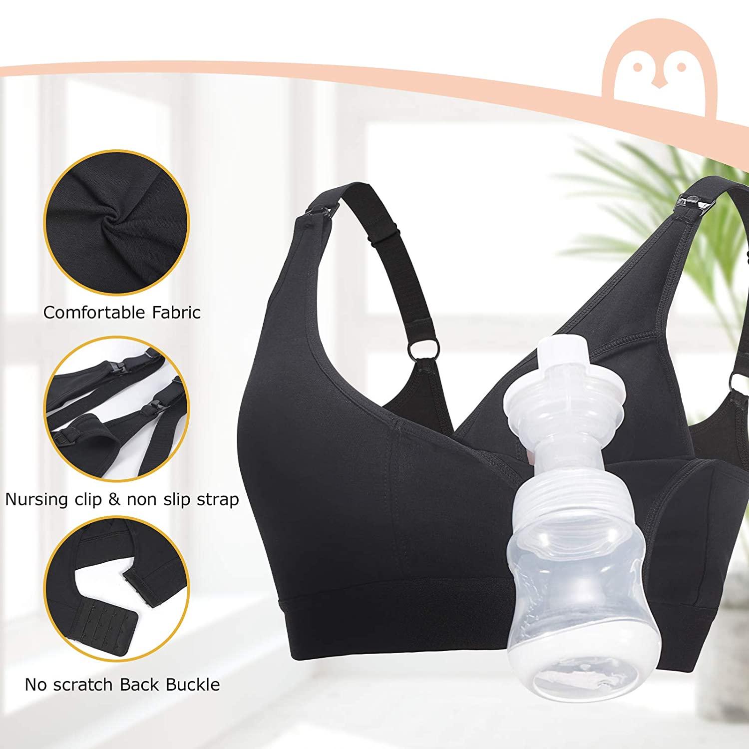 Simple Wishes L+ | Hands-Free Breast Pump Bra | Adjustable and Customizable  Pumping Bra Fitting for Breastfeeding Pumps | Black