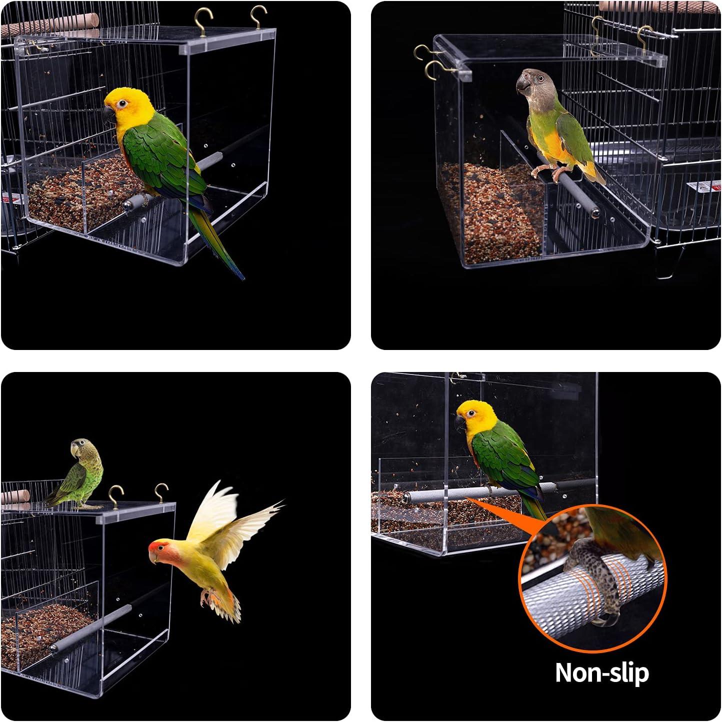 Bird Cage Feeders No Mess Bird Feeder Acrylic Automatic Seed Food