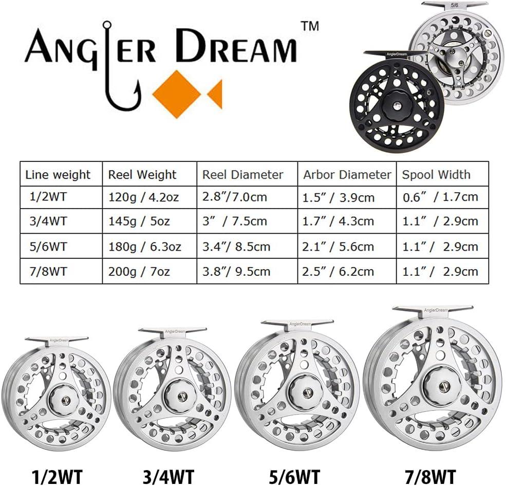 ANGLER DREAM Fly Reel Combo (1/2WT) Aluminum Alloy Large Arbor Reel with  Weight Forward Line, Braided Backing, Taper Leader - Silver Reel & Fluo  Yellow Line for Pre-Load | Buy Now with