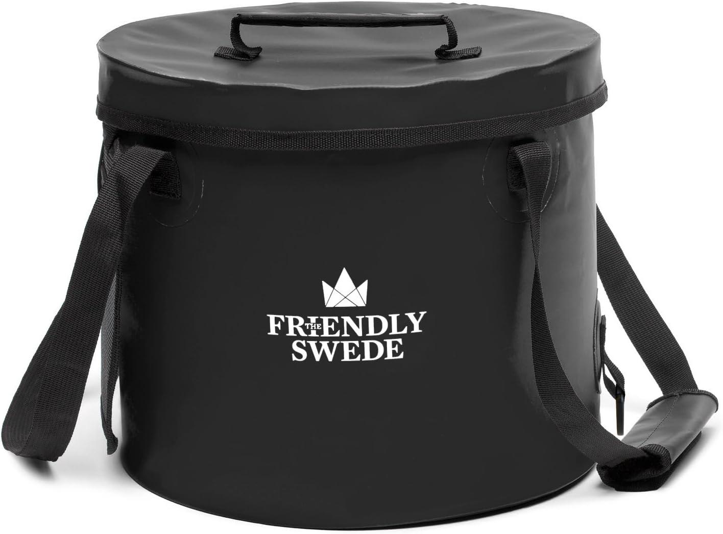 The Friendly Swede Collapsible Bucket with Lid, Folding Bucket for
