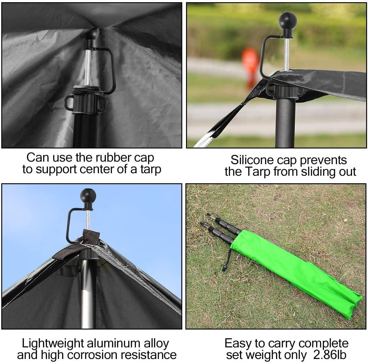 Telescoping Tarp Poles 98.5in Aluminum Camping Tent Poles,Tent Stakes for  Hiking,Lightweight Tent Poles for Tarp, 4 Section Adjustable Tent  Accessories Set of 2 &1 Bag Silver 33.5-98.5in Telescoping Aviation  Aluminum Pole