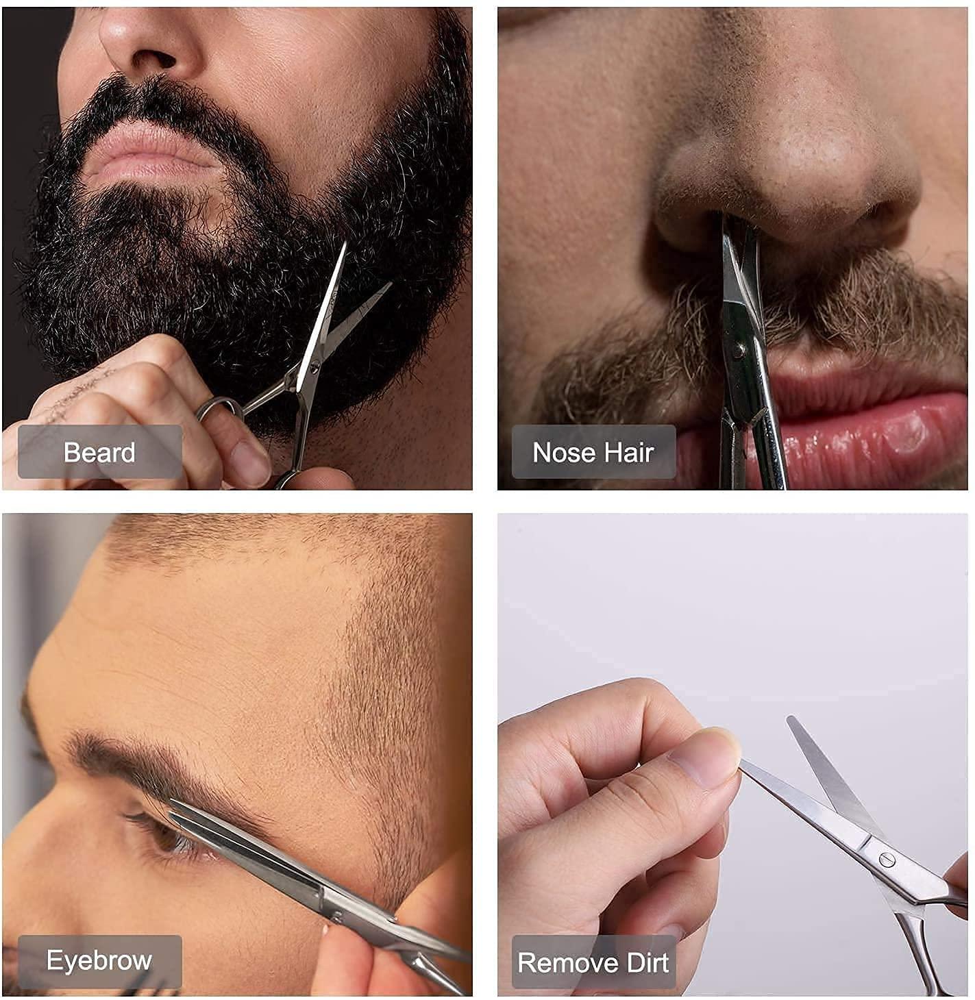 Suvorna 4.5" Mustache Scissors For Men Beard Scissors Beard Grooming