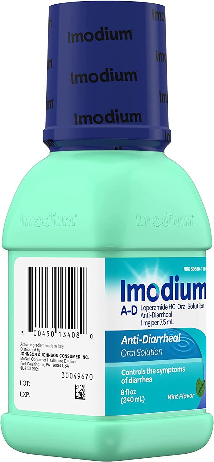 Imodium AD Liquid AntiDiarrheal Medicine Mint Flavor 8 fl. oz