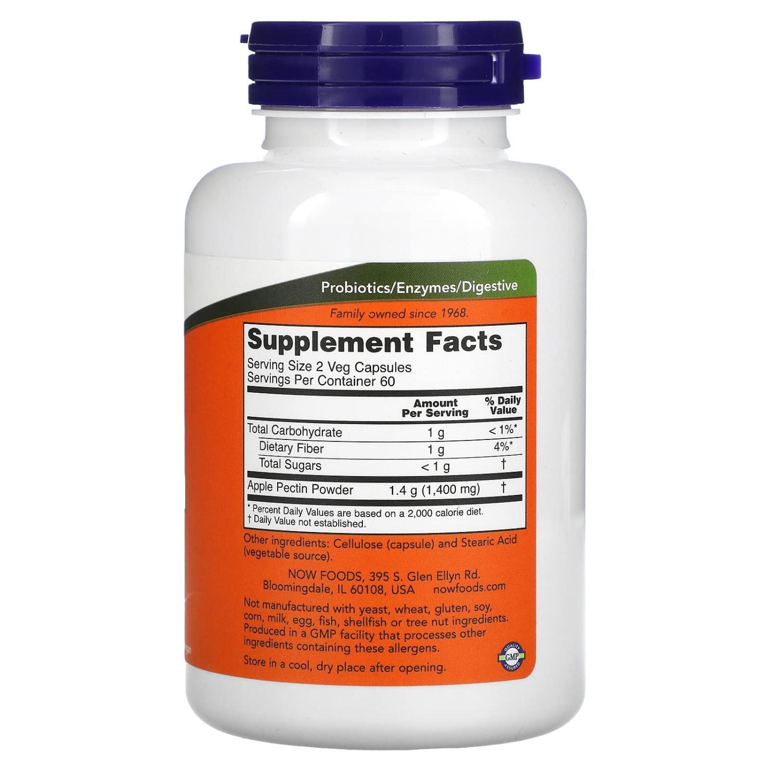 NOW Foods Apple Pectin 700mg 120 Capsules Digestive Health Support