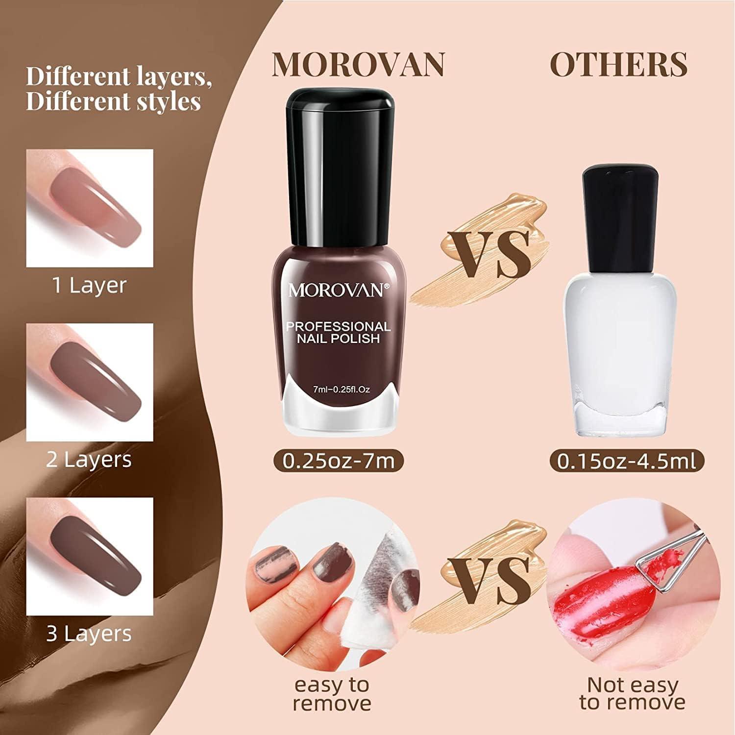 Morovan Nail Polish Set - 6 Pure & Glitter Colors | Non Toxic