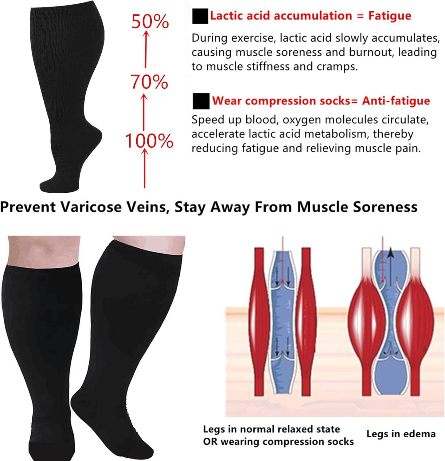 Zingo Wide Calf Compression Stockings for Women Men Pairs