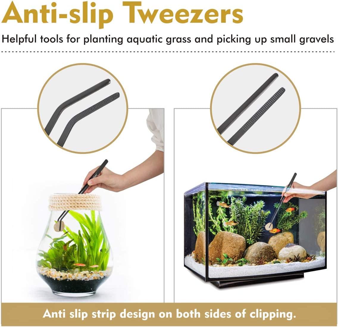 hygger Long Aquarium Aquascaping Tools Kit Black Color Stainless