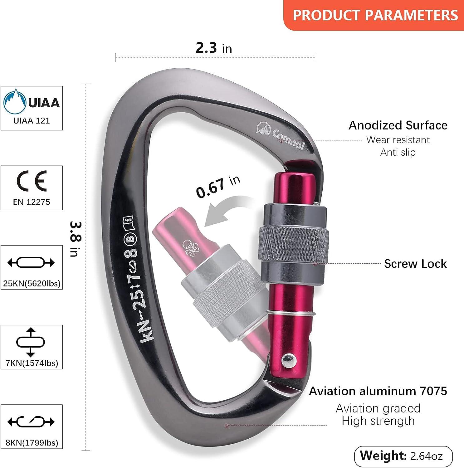 CAMNAL Heavy Duty Carabiner UIAA Certified Locking Carabiner 25KN