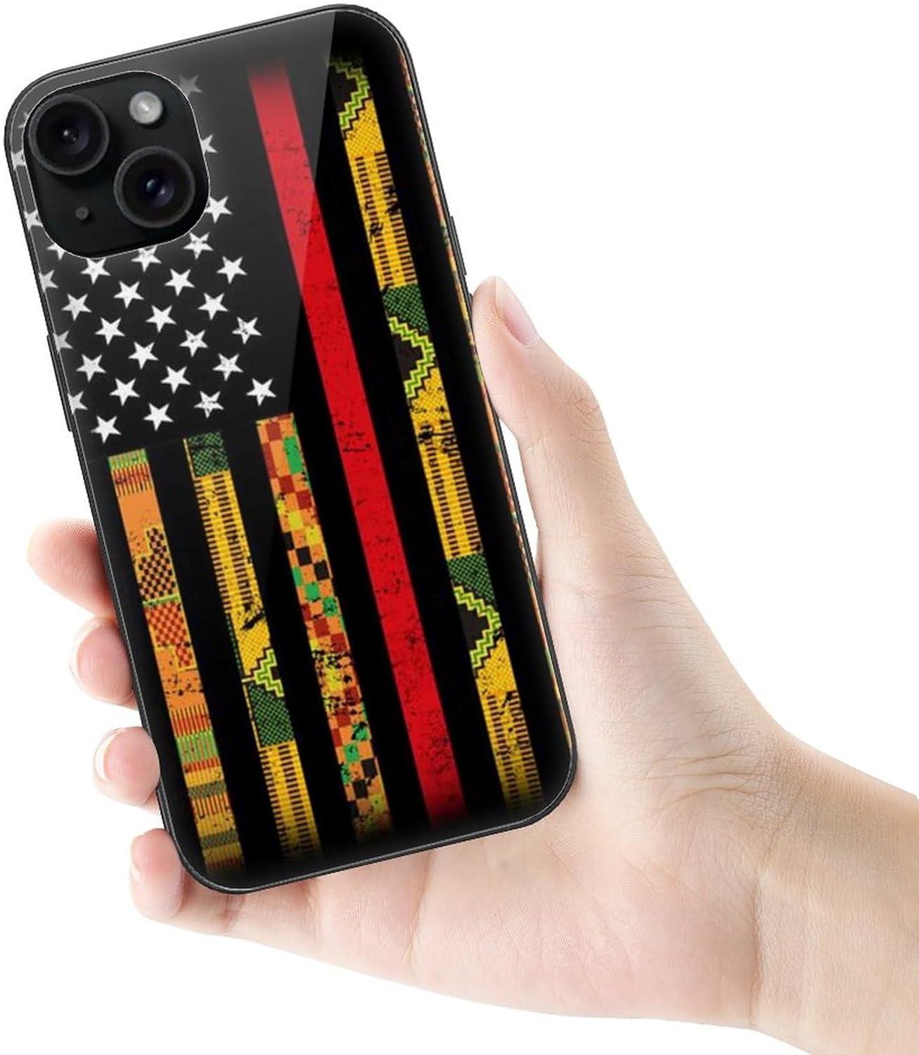 Kente US African American Red Line Flag Phone Case Compatible with iPhone  15 Plus Shockproof Glass Back Phone Shell Slim Cover | Buy Now with Express  International Delivery | GoSupps.com