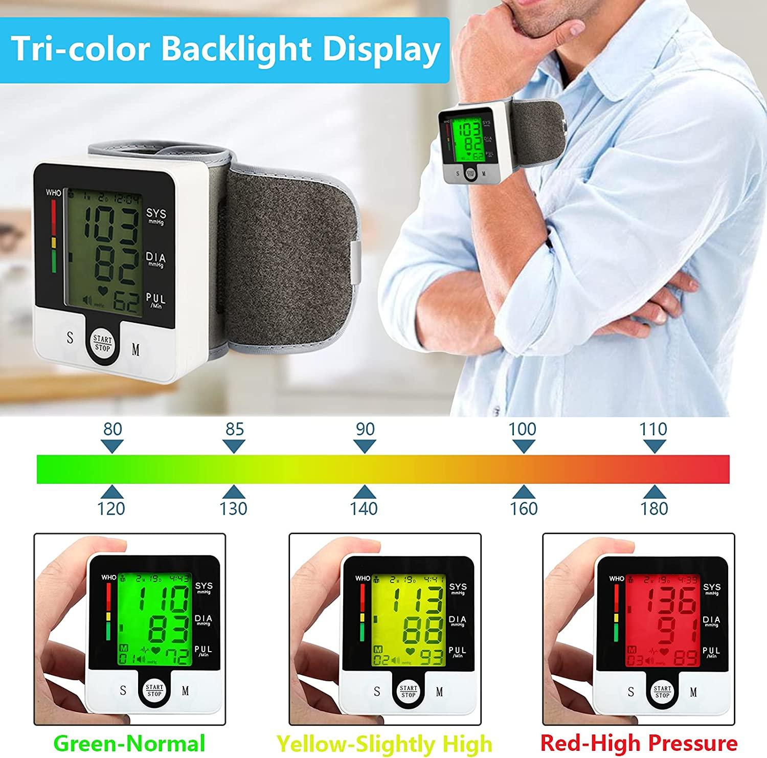 Wrist Blood Pressure Monitor,Wrist Heart Rate Monitor,Automatic Talking