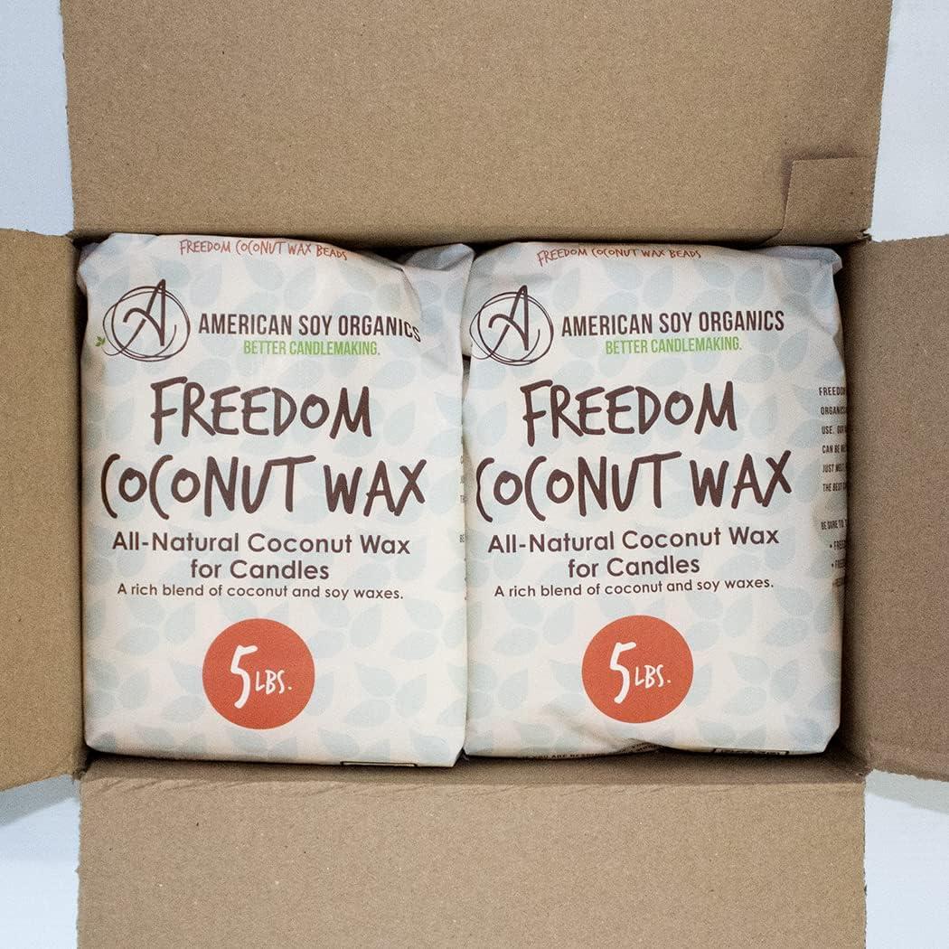 American Soy Organics- Freedom Coconut Wax Beads for Candle Making  Microwavable Coconut Wax Beads Premium Coconut Candle Making Supplies  (10-Pound Box)