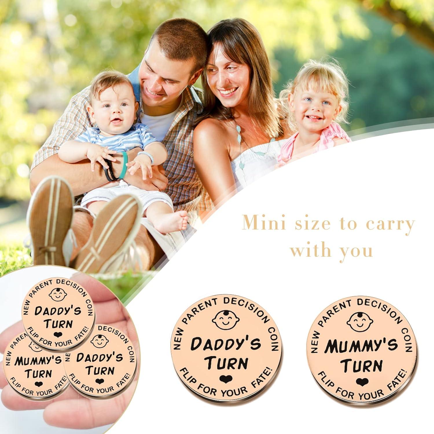 New Parents Gift: Funny Rose Gold Decision Coin for Mum Dad