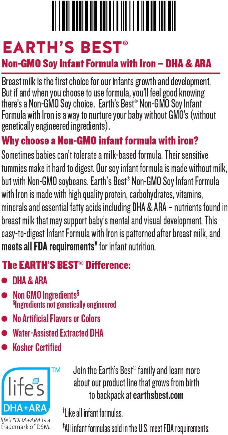 Earth's Best Non-GMO Soy Plant Based Infant Powder Formula ...