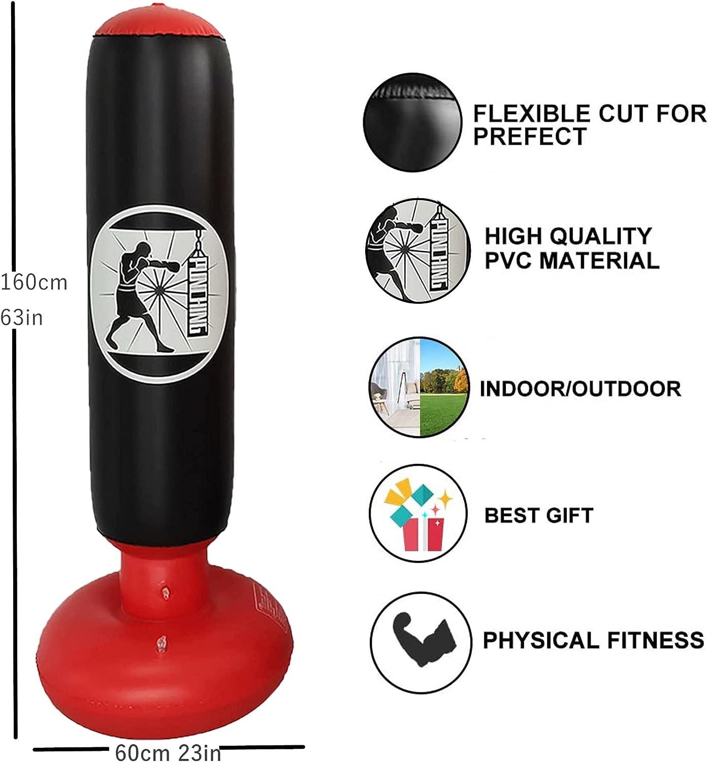 Plenary session scared collide Punching Bag for Kids and Adults,can Practicing Boxing, MMA at Home or in  The Office Inflatable Free Standing Punching Bag,Fitness Sport Stress  Relief black