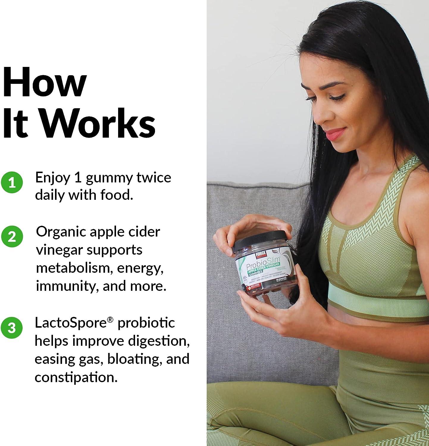 Force Factor ProbioSlim Apple Cider Vinegar Gummies with Organic Apple Cider Vinegar and