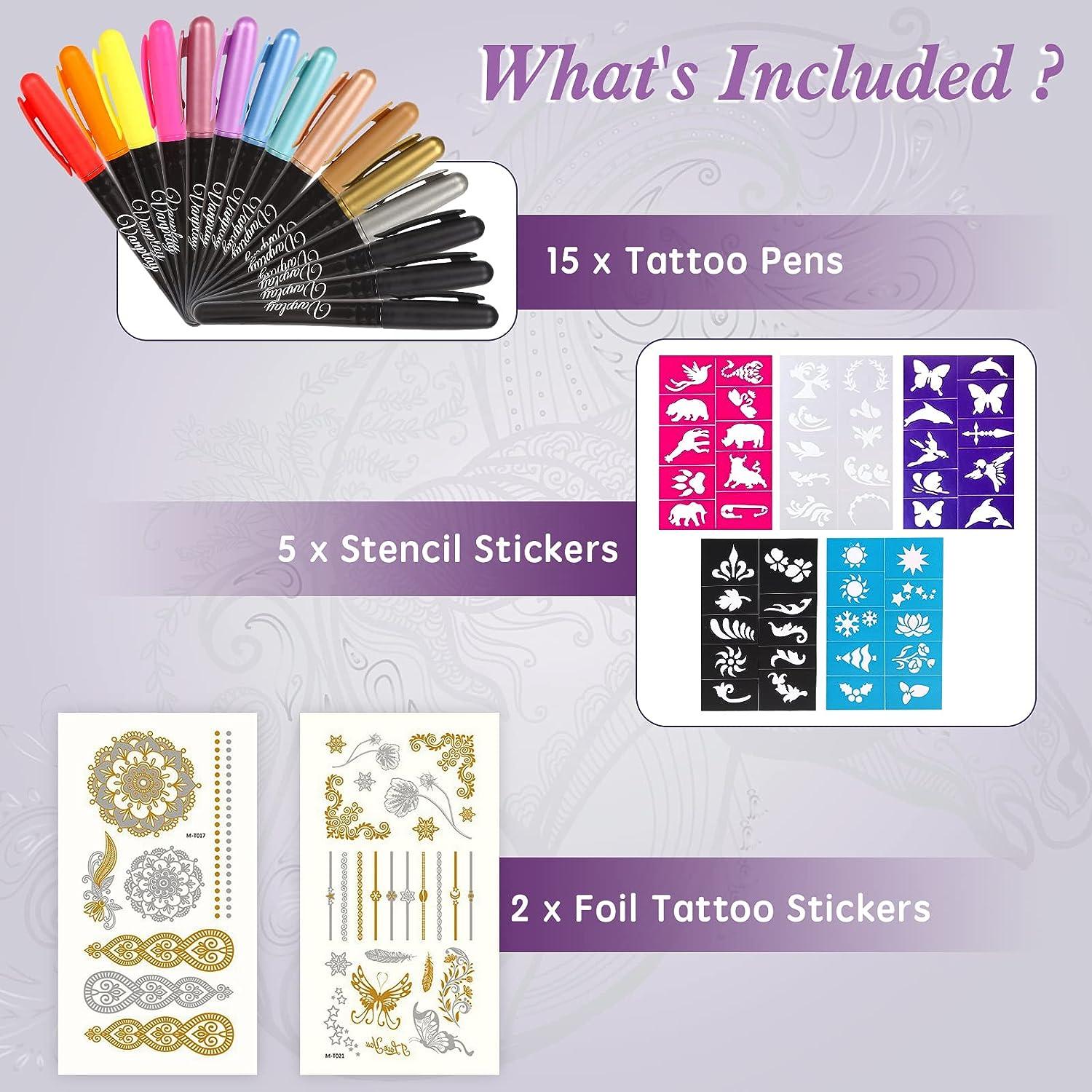 Temporary Tattoo Pen Removable Tattoo Markers Multicoloured Tattoo Kit