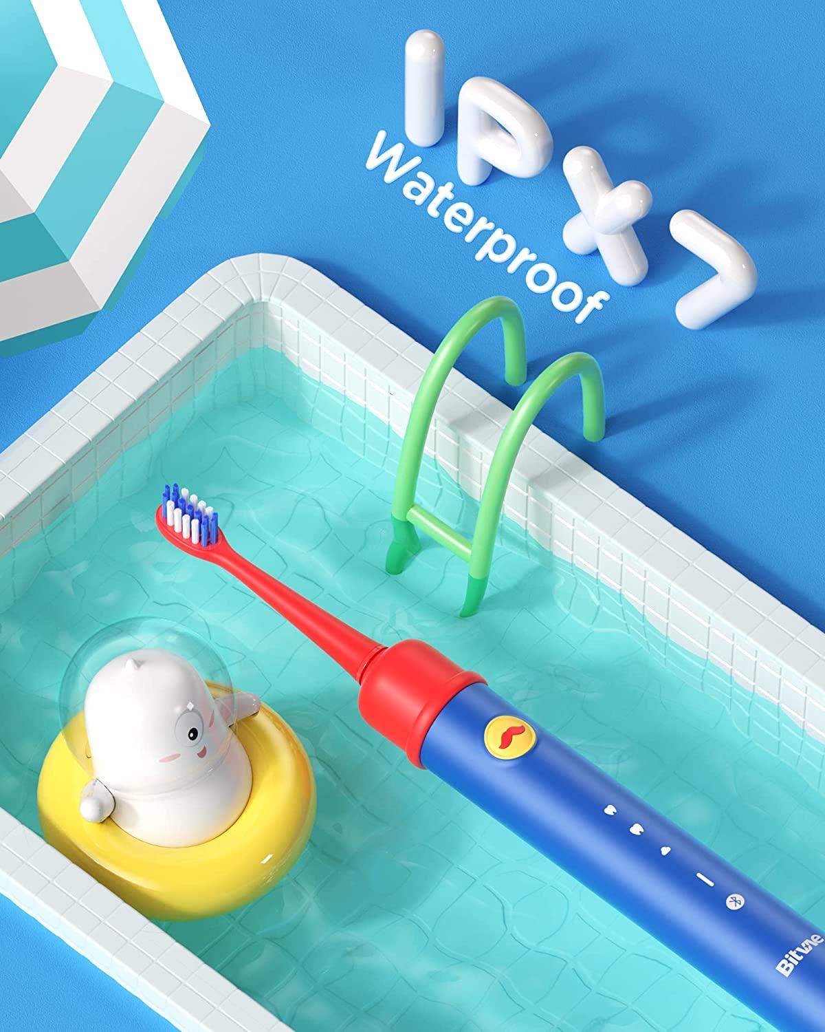 Bitvae Kids Electric Toothbrushes with 4 Brush Heads, Battery Power Electric Toothbrush with App