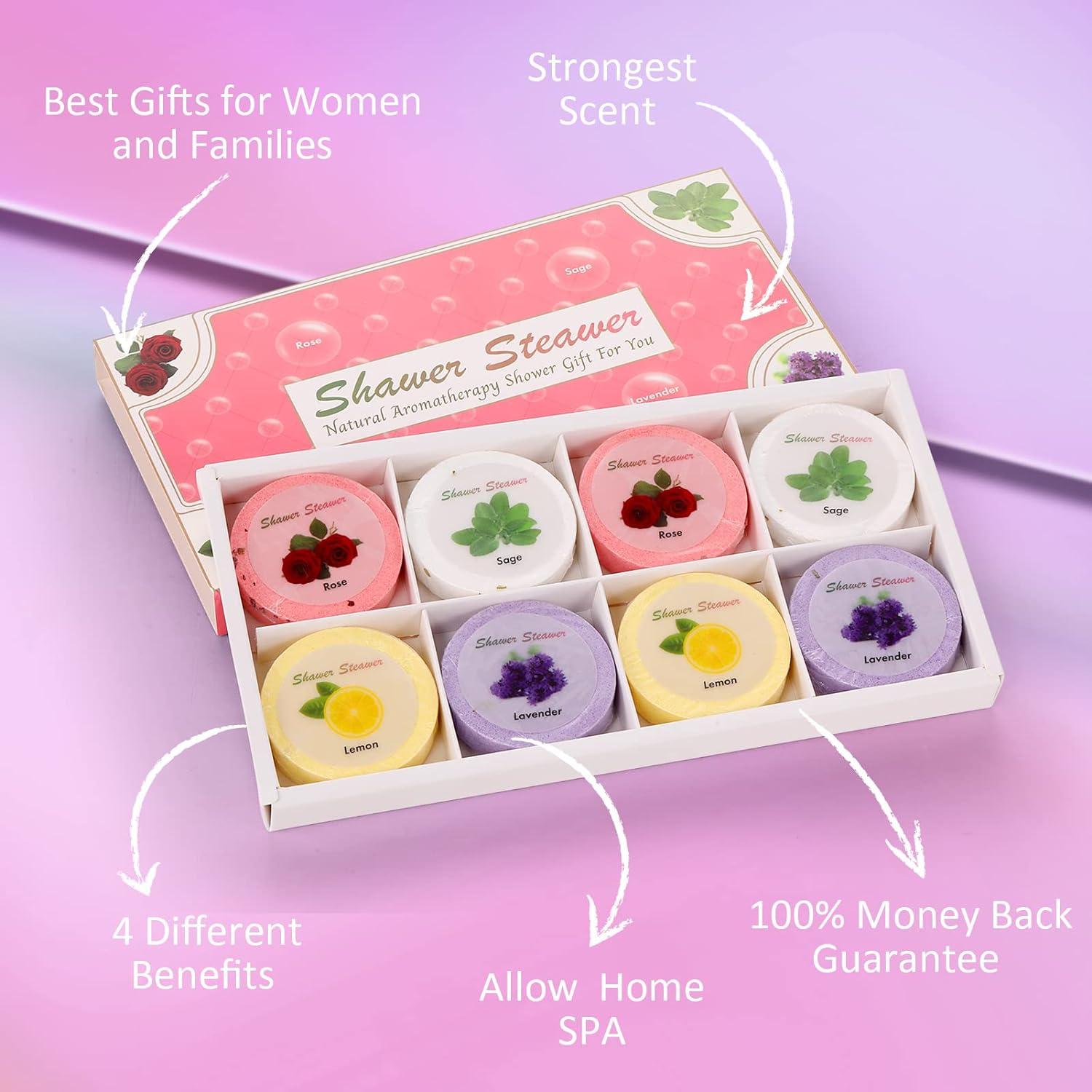 Bulk Shower Steamers Aromatherapy - Self Care Gift Set With 8PCS Unique Scented Shower Bombs Natural Organic Bath Shower Melts For Women Shower Fizzies For Bathroom Relaxing And Moisturizing