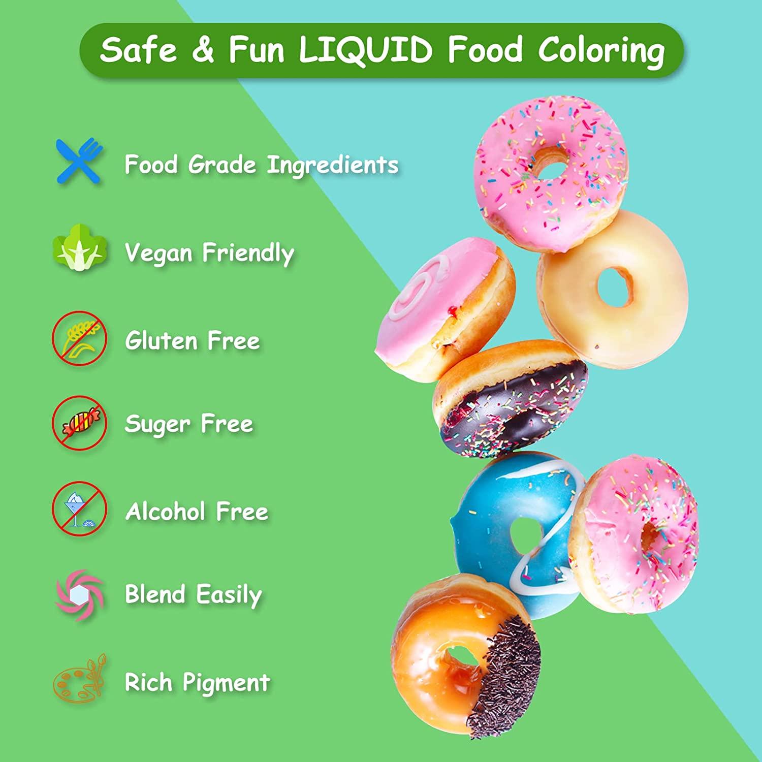 Food Coloring, ValueTalks 8 Colors Cake Food Coloring Liquid Vibrant Colors  Edible Food Dye for Kids, Vegan Free Liquid Food Colors for Baking, Icing,  Cookie,Decorating, Fondant, DIY Slime-3.2 Fl. Oz