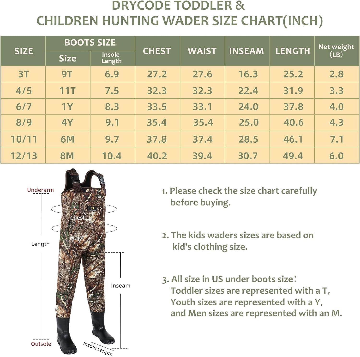 DRYCODE Kids Waders with Insulated Boots, Youth Waders for Toddler
