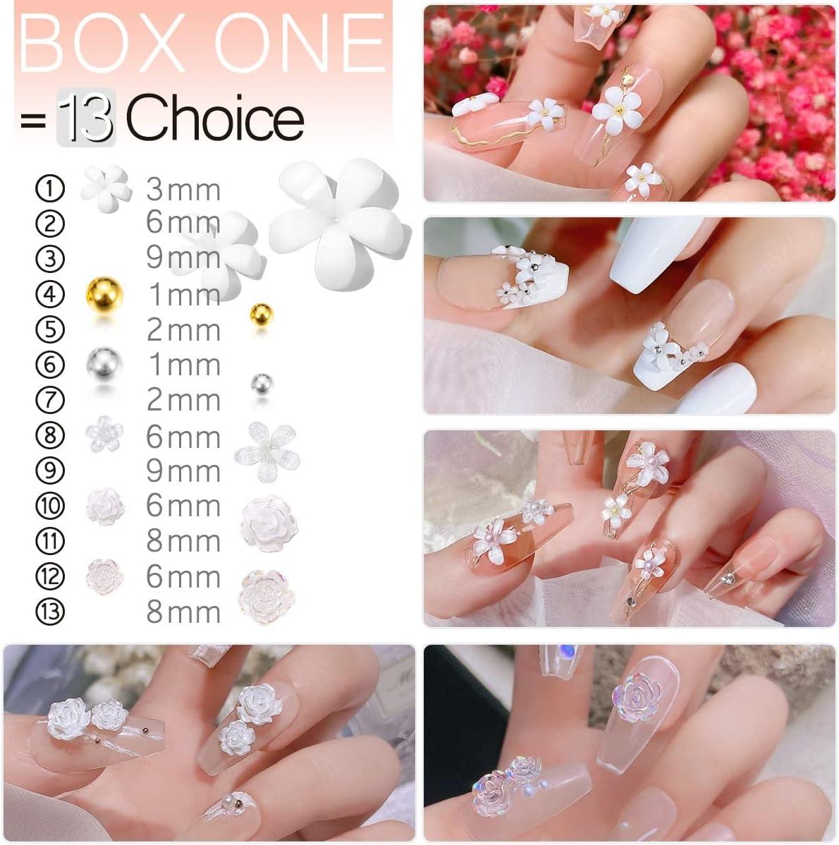 12grids Pearl Nail Charms 3d Butterfly Rhinestones Resin Nail Art  Decoration