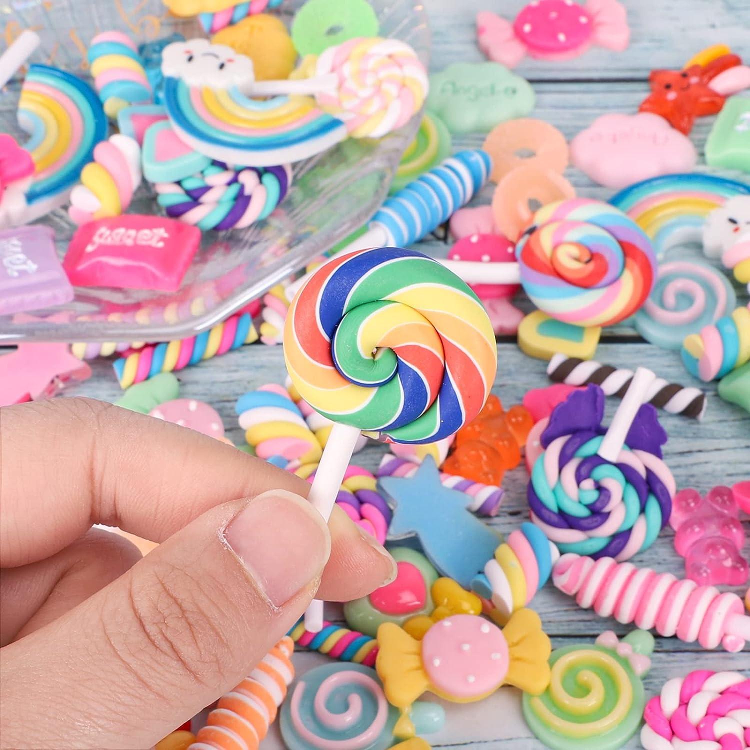 Holicolor 120pcs Slime Charms Resin Fake Candy Charms Kawaii Cute Set Mixed  Assorted Sweets Flatback Slime Beads Making Supplies for DIY Craft Making  and Ornament Scrapbooking