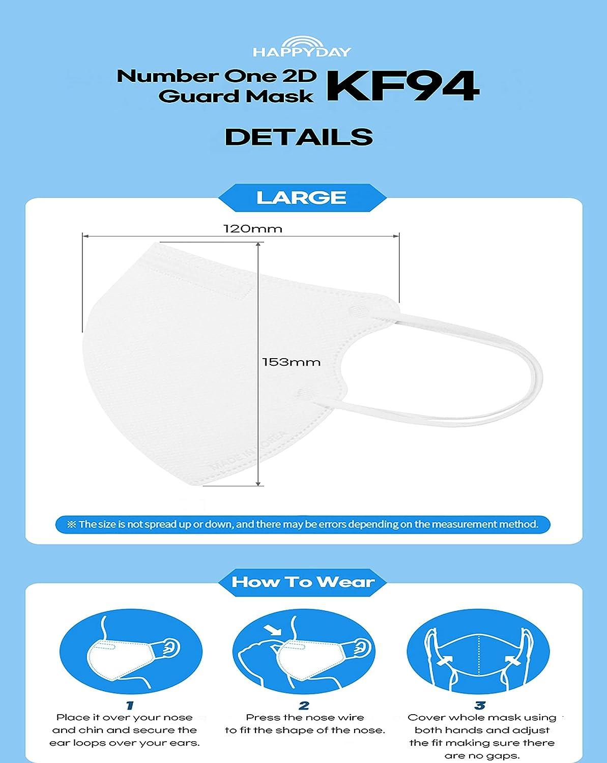 HAPPYDAY A Set of 25 Packages Made in KOREA 2D KF94 Black Face Mask for