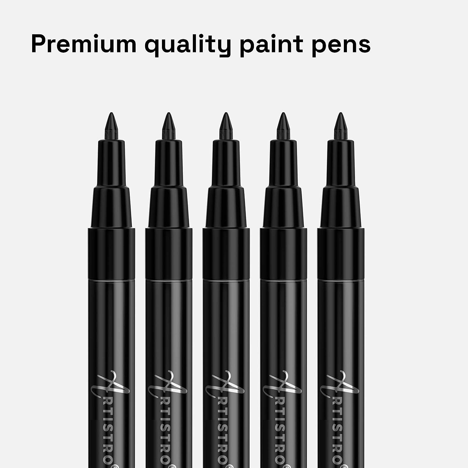 Funcils 5 Acrylic Black Paint Pen - Fine Tip, Thin Point & Jumbo Pens (1mm,  3mm, 6mm, 10mm, 15mm) - Black Paint Marker for Plastic, Canvas, Wood, Rock  Painting, Fabric, Tire, Metal, Glass