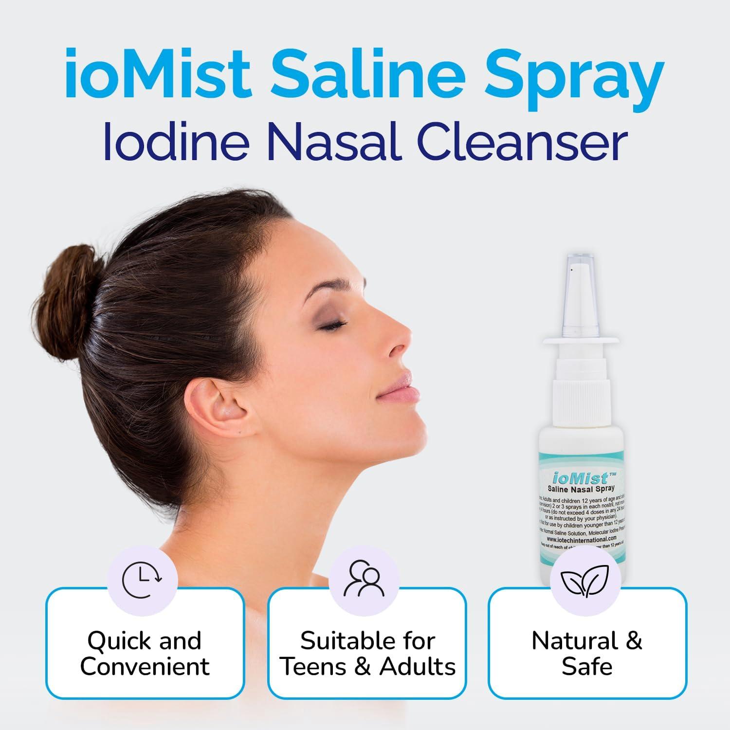 ioMist Saline Nasal Spray with Molecular Iodine Preservative Cleaner