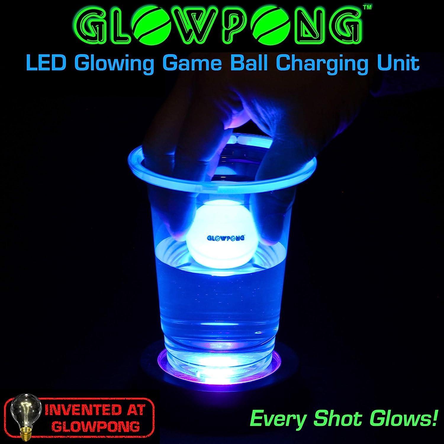 GLOWPONG All Mixed Up Glow-in-The-Dark Beer Pong Game Set for Indoor  Outdoor Nighttime Competitive Fun, 24 Multi-Color Glowing Cups, 4 Glowing  Balls, 1 Ball Charging Unit Makes Every Shot Glow