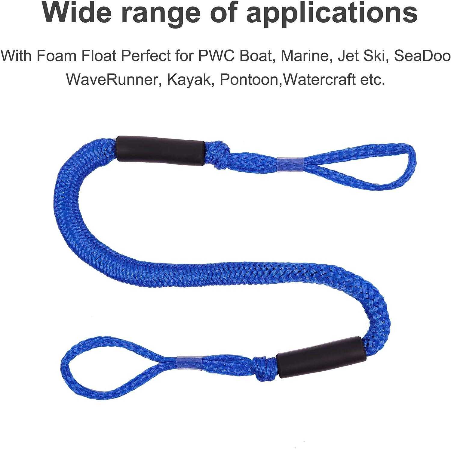 ABeauty Dock Lines Bungee Mooring Rope 4 Pack Blue Boat, Jet Ski, Kayak, Pontoon & PWC Accessories
