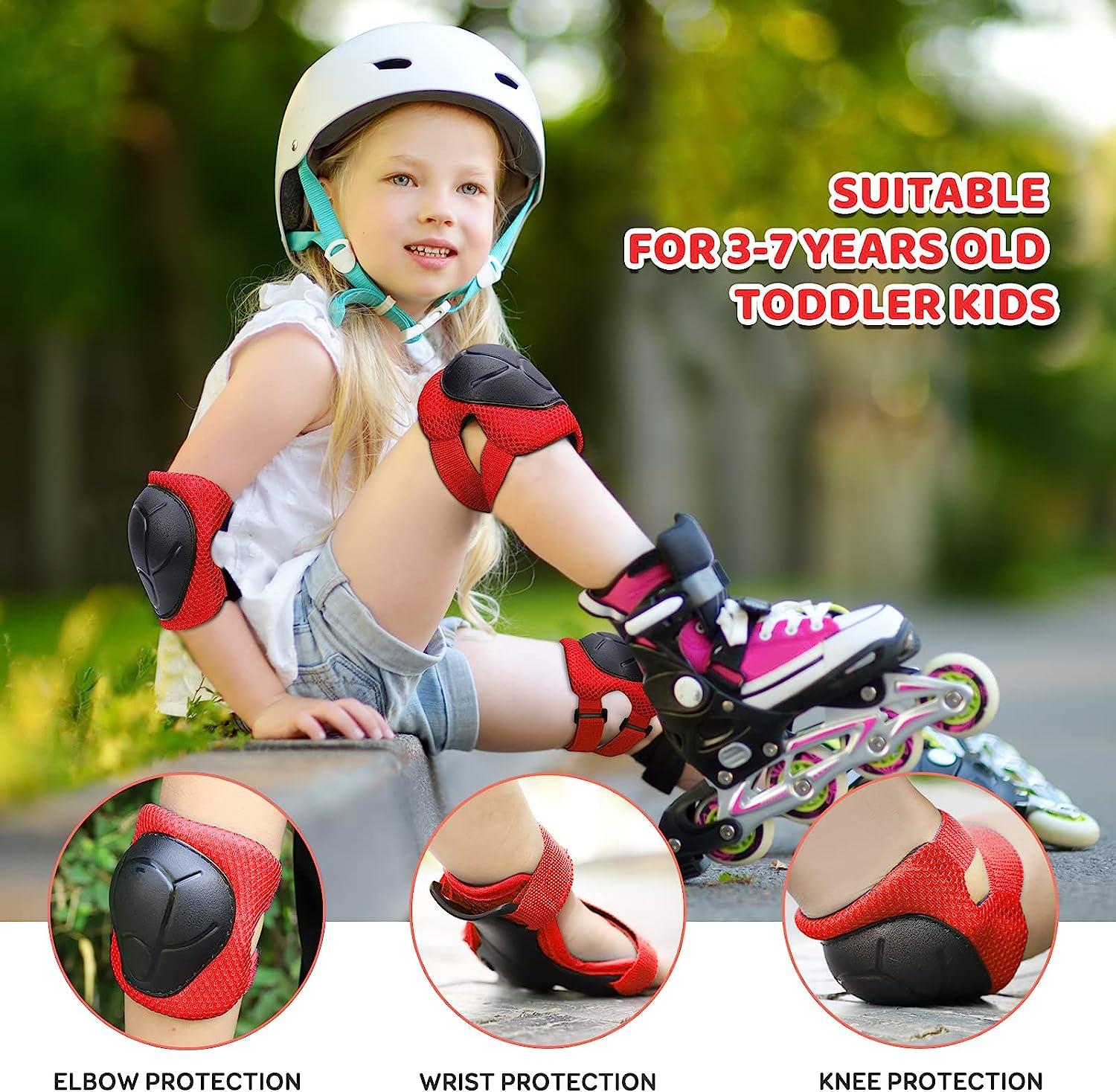 Children's Protective Gear Set Skate Helmet Elbow Wrist Knee Pads For  Scooter Bike Scooter (set Of 7 - Red)