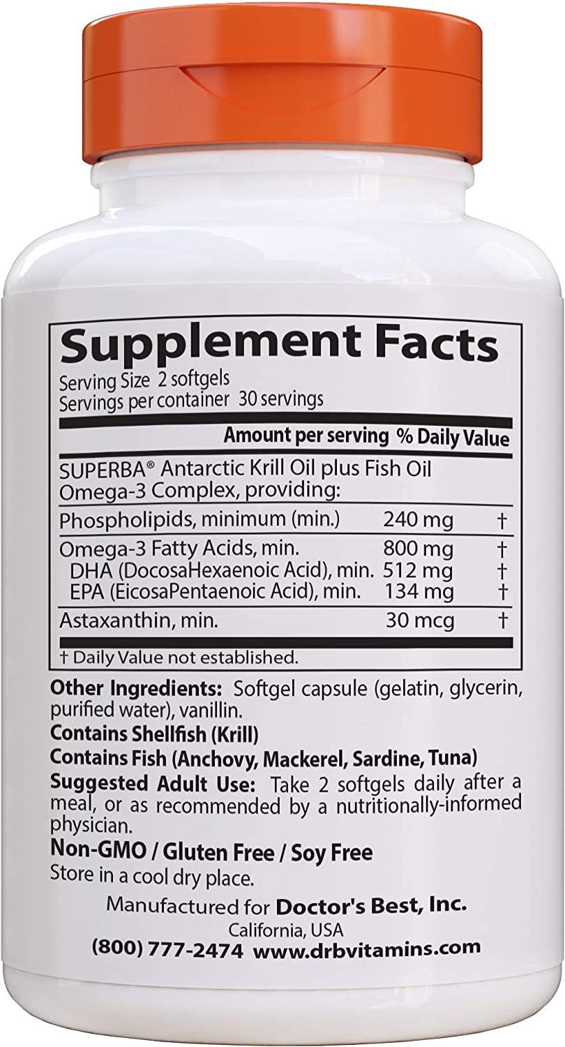 Doctor's Best Enhanced Krill Plus Omega3s with Superba Krill ...