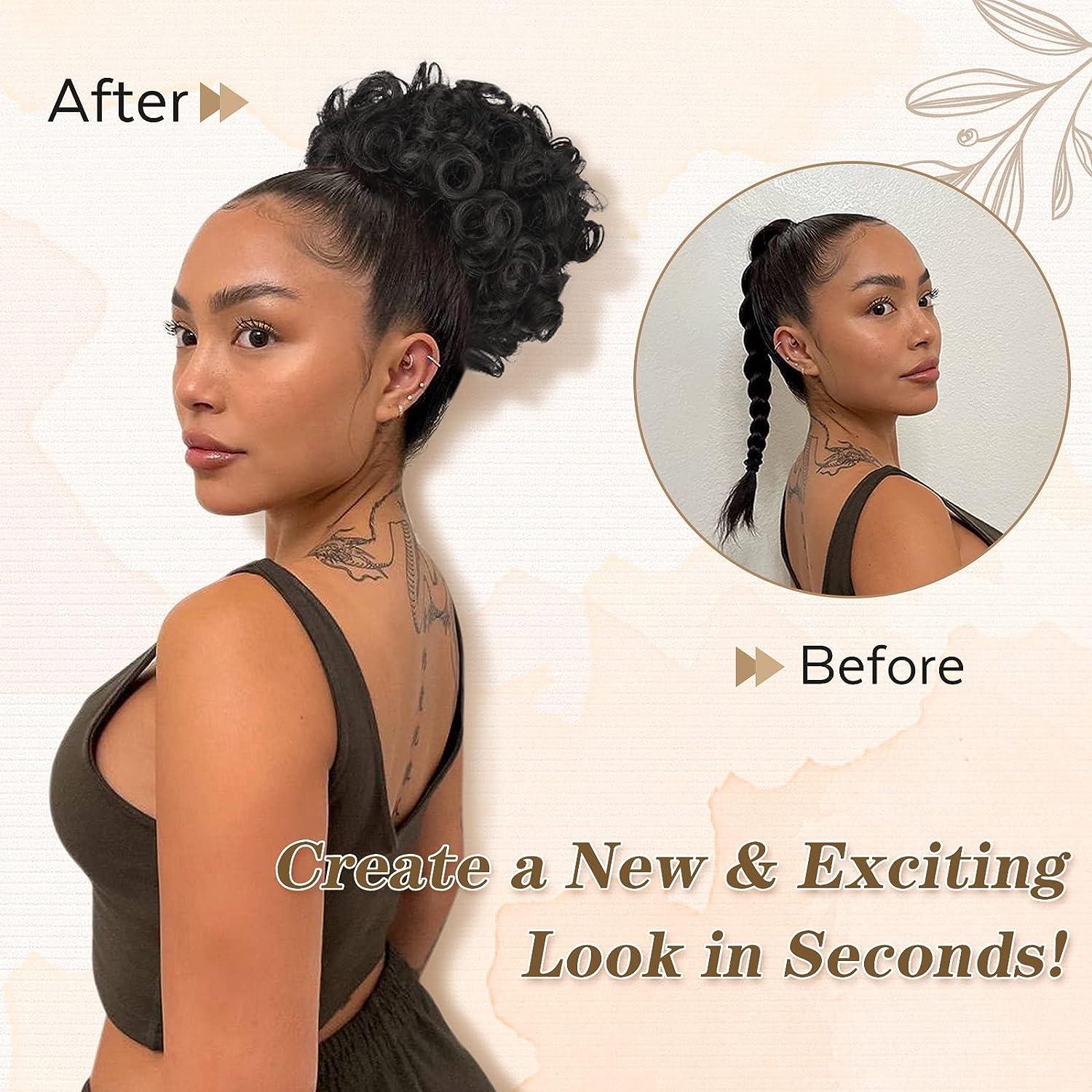 Matthia Large Curly Messy Bun Drawstring Ponytail for Black Women