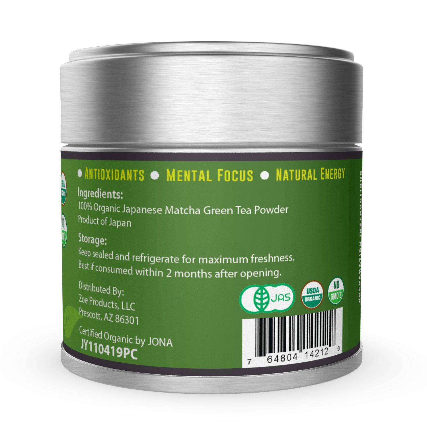 Kyoto Dew Matcha Organic Premium Ceremonial Grade Green Tea Powder 30g (1oz) Tin