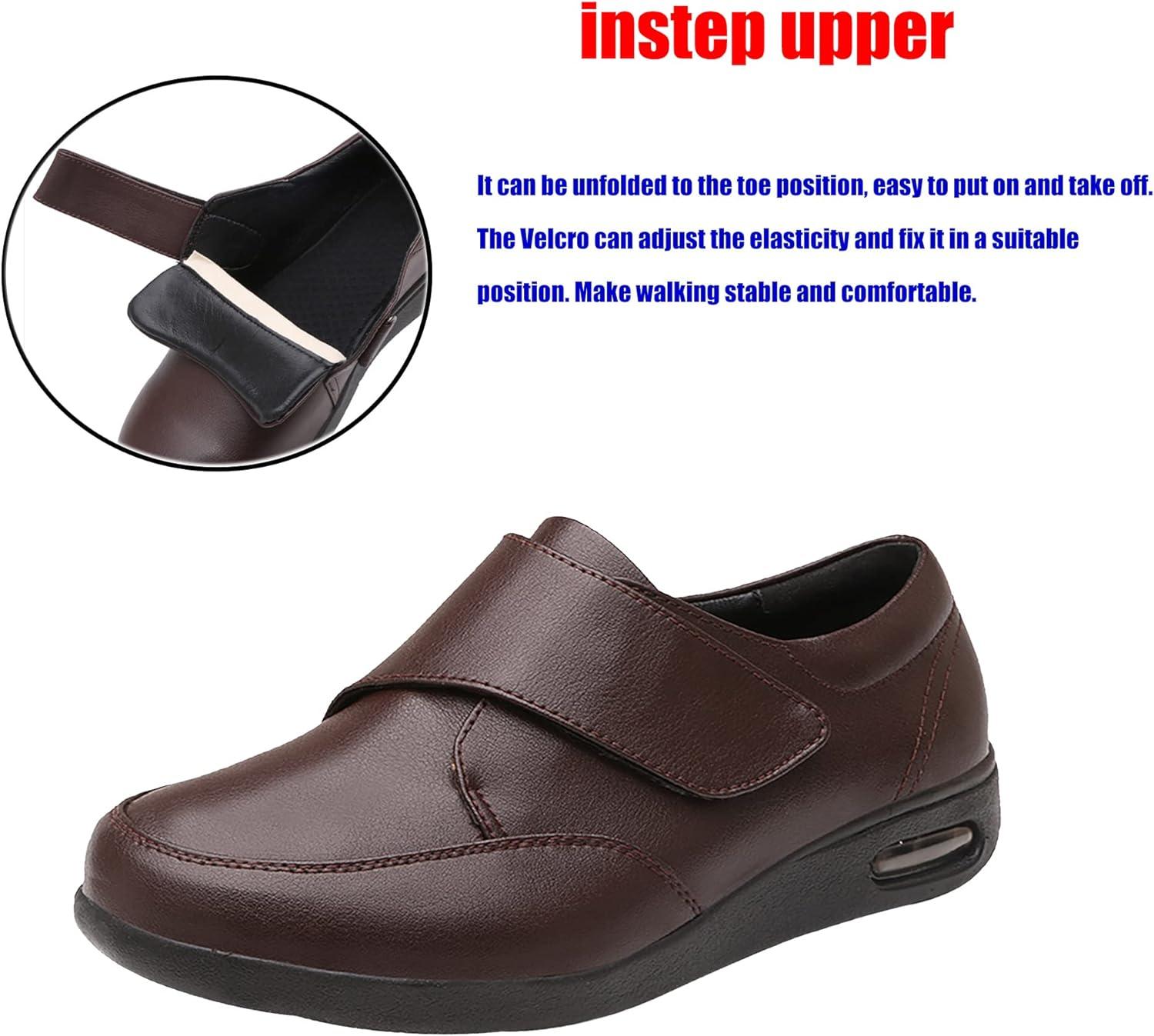 ALASON Men's Diabetic Walking Shoes - Wide Width Adjustable Strap Open Toe  for Pain Relief, Easy Slip-On - Brown, Size 7 Wide | Buy Now with Express  International Delivery | GoSupps.com