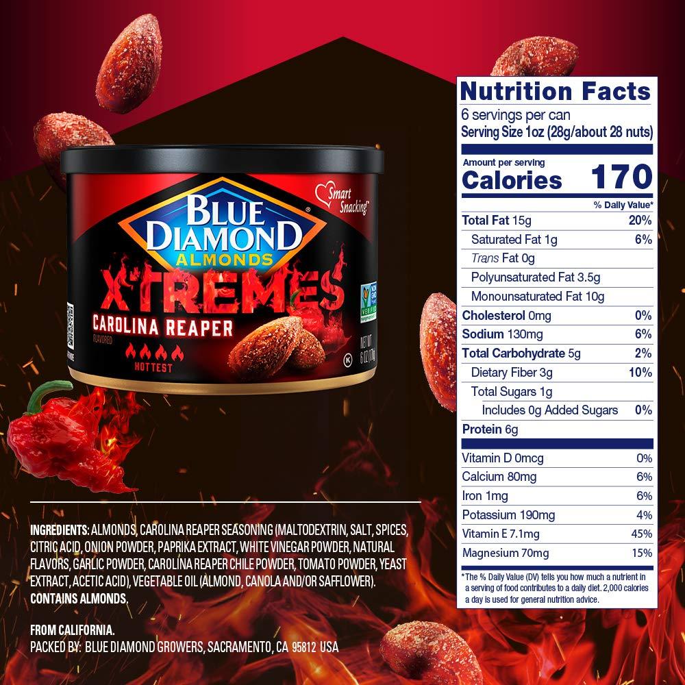 Blue Diamond Almonds XTREMES Carolina Reaper Flavored Snack Nuts 6 Oz